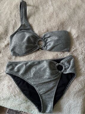 Cabana Del Sol Silver Glitter Bikini